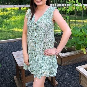 Green Vine Print Dress